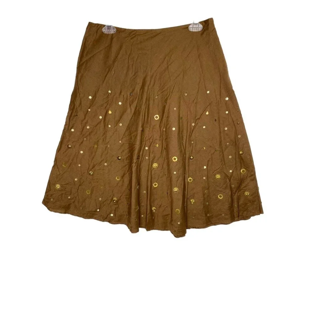 Vintage Judith Hart‎ Collection Skirt Womens 10 Brown Short Jeweled Accents